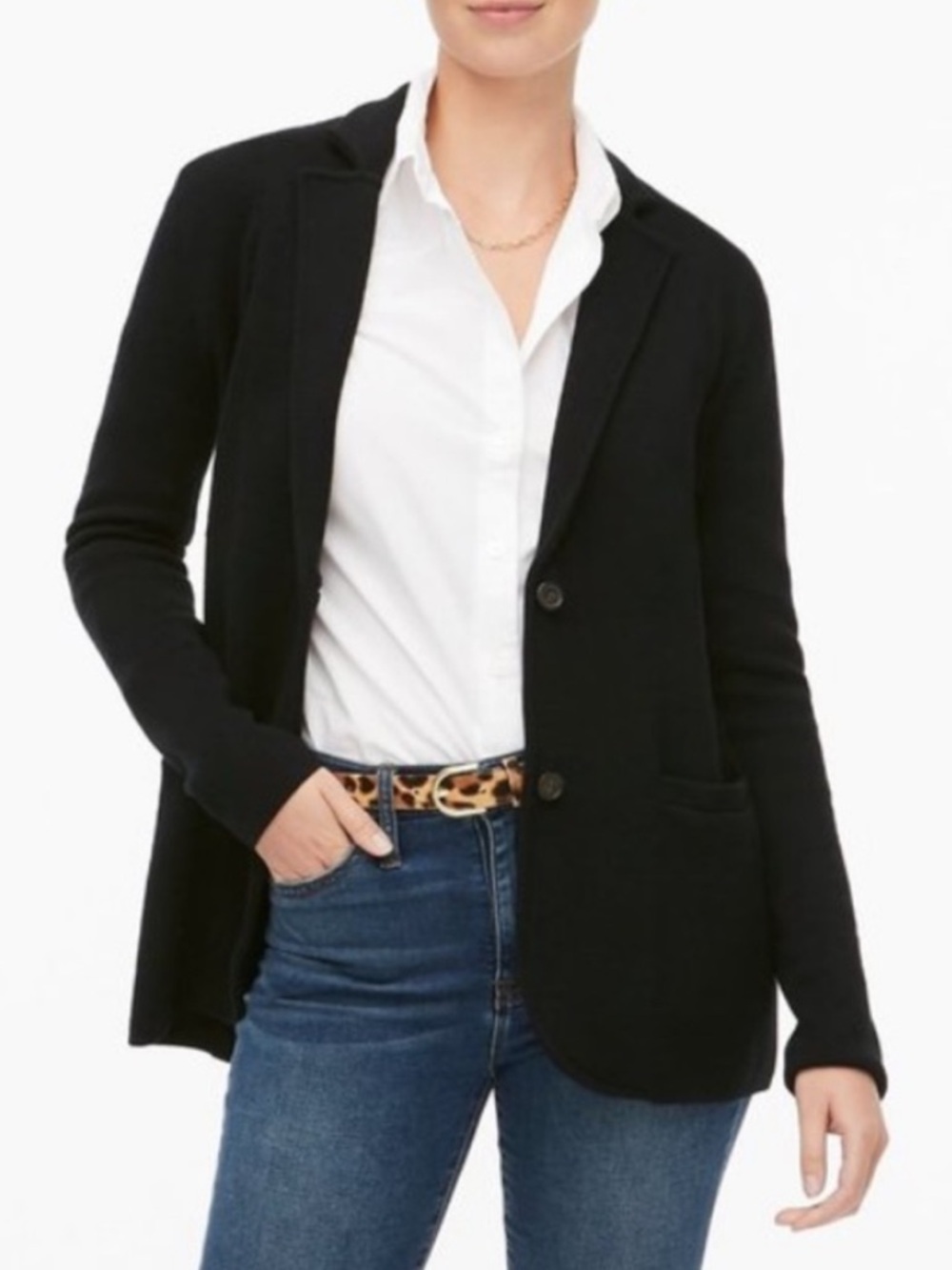 J. Crew Black Sweater Blazer Size XS Cotton Knit G9309